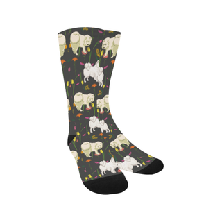 American Eskimo Dog Flower Trouser Socks - TeeAmazing