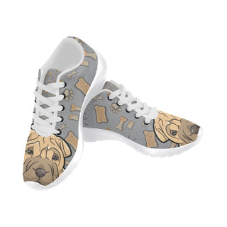 Shar Pei Dog White Sneakers for Men - TeeAmazing