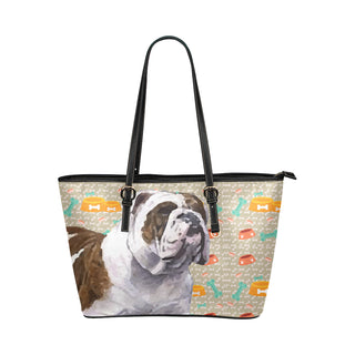 English Bulldog Leather Tote Bag/Small - TeeAmazing