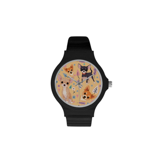Chihuahua Flower Unisex Round Plastic Watch(Model 302) - TeeAmazing