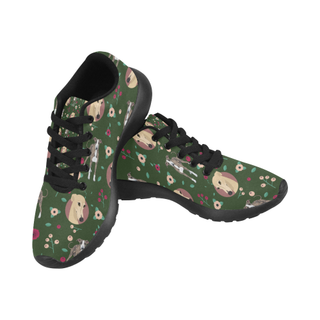 Greyhound Flower Black Women’s Running Shoes (Model 020) - TeeAmazing