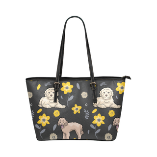 Goldendoodle Flower Leather Tote Bag/Small - TeeAmazing