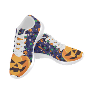 Pumpkin Halloween White Sneakers for Women - TeeAmazing