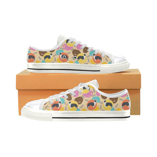 Border Collie Pattern White Canvas Women's Shoes/Large Size - TeeAmazing