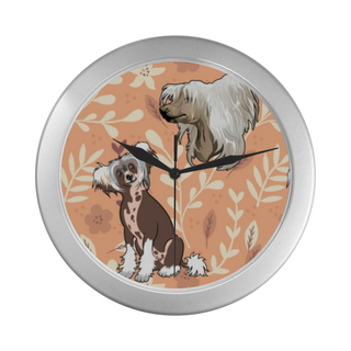 Chinese Crested Flower Silver Color Wall Clock - TeeAmazing