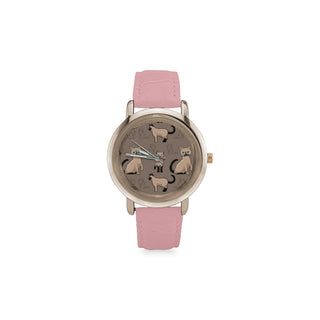 Tonkinese Cat Women's Rose Gold Leather Strap Watch - TeeAmazing