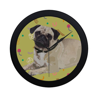 Pug Black Circular Plastic Wall clock - TeeAmazing