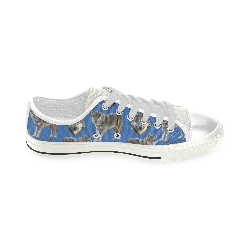 Wolf Pattern White Men's Classic Canvas Shoes - TeeAmazing