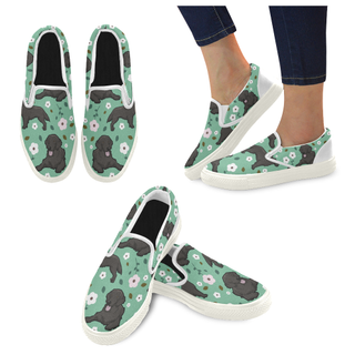 Curly Coated Retriever Flower White Women's Slip-on Canvas Shoes - TeeAmazing