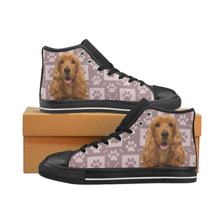 American Cocker Spaniel Black High Top Canvas Women's Shoes/Large Size - TeeAmazing