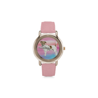 Jack Russell Terrier Water Colour No.1 Women's Rose Gold Leather Strap Watch - TeeAmazing