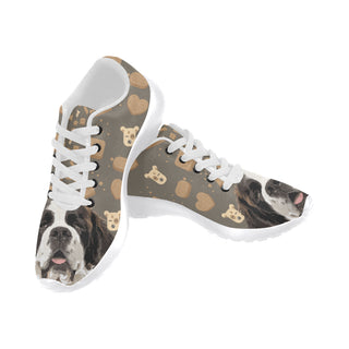 St. Bernard Dog White Sneakers for Men - TeeAmazing