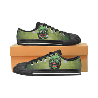 Creature on black lagoon Black Low Top Canvas Shoes for Kid - TeeAmazing