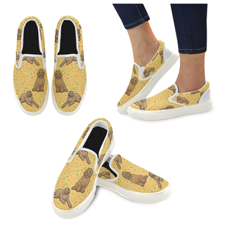 Australian Goldendoodle Flower White Women's Slip-on Canvas Shoes - TeeAmazing