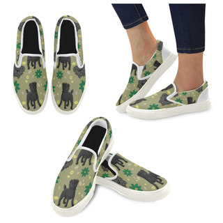 Affenpinschers Flower White Women's Slip-on Canvas Shoes - TeeAmazing