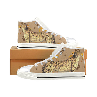 Cheetah White High Top Canvas Women's Shoes/Large Size - TeeAmazing