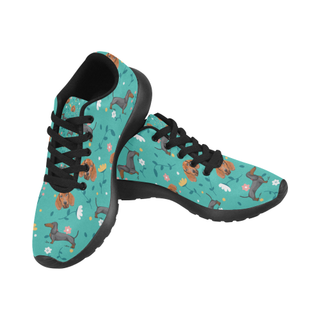 Dachshund Flower Black Women’s Running Shoes (Model 020) - TeeAmazing