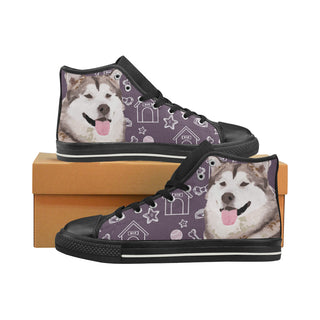 Alaskan Malamute Black High Top Canvas Shoes for Kid - TeeAmazing