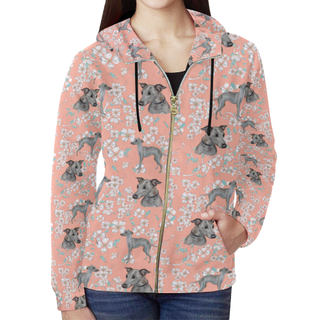 Italian Greyhound Flower All Over Print Full Zip Hoodie for Women (Model H14) - TeeAmazing