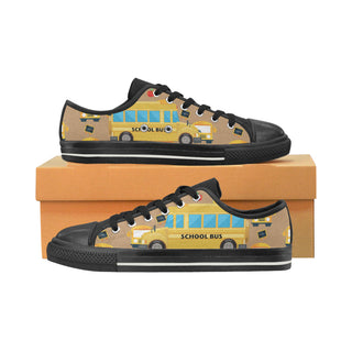 School Bus Black Women's Classic Canvas Shoes - TeeAmazing