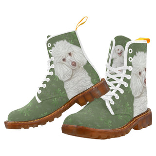 Poodle Lover White Boots For Women - TeeAmazing