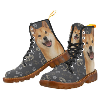 Shiba Inu Dog Black Boots For Men - TeeAmazing