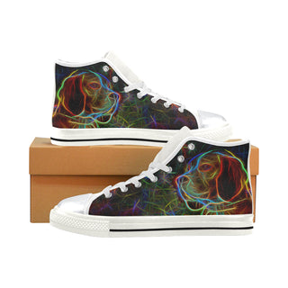 Beagle Glow Design 1 White High Top Canvas Shoes for Kid - TeeAmazing