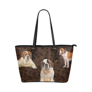 St. Bernard Lover Leather Tote Bag/Small - TeeAmazing