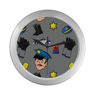 Cop Pattern Silver Color Wall Clock - TeeAmazing