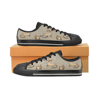 Bearded Dragon Lizard Pattern Black Low Top Canvas Shoes for Kid - TeeAmazing