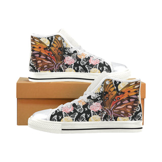 Butterfly White High Top Canvas Shoes for Kid - TeeAmazing