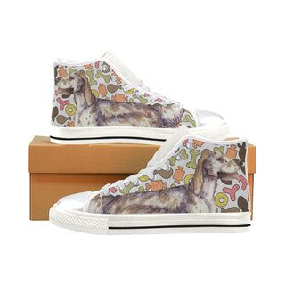 English Setter White High Top Canvas Women's Shoes/Large Size - TeeAmazing