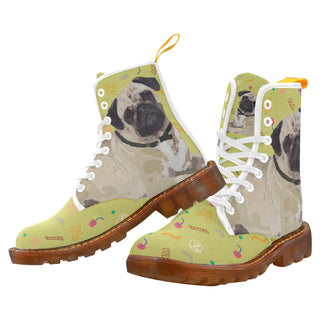 Pug White Boots For Women - TeeAmazing