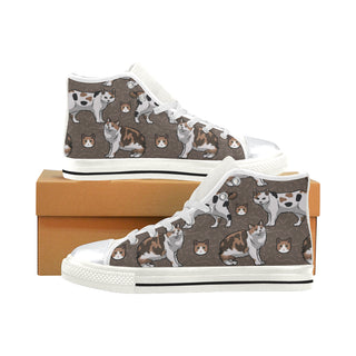 Manx White High Top Canvas Shoes for Kid - TeeAmazing