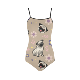 Pug Flower Strap Swimsuit ( Model S05) - TeeAmazing