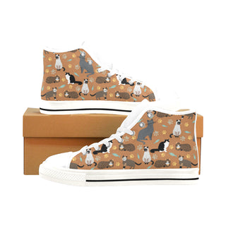 Cat Pattern White Men’s Classic High Top Canvas Shoes /Large Size - TeeAmazing