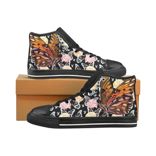 Butterfly Black Men’s Classic High Top Canvas Shoes /Large Size - TeeAmazing