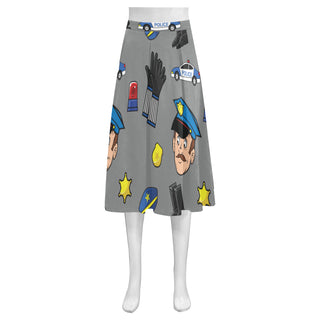 Cop Pattern Mnemosyne Women's Crepe Skirt (Model D16) - TeeAmazing