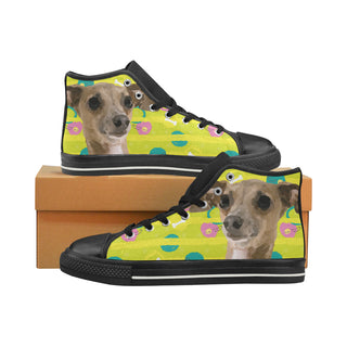 Italian Greyhound Black High Top Canvas Women's Shoes/Large Size - TeeAmazing