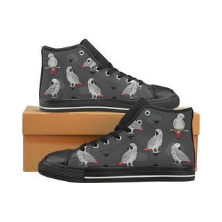 African Greys Black Men’s Classic High Top Canvas Shoes - TeeAmazing