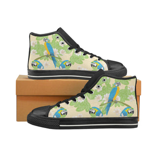 Macaws Black High Top Canvas Women's Shoes/Large Size - TeeAmazing