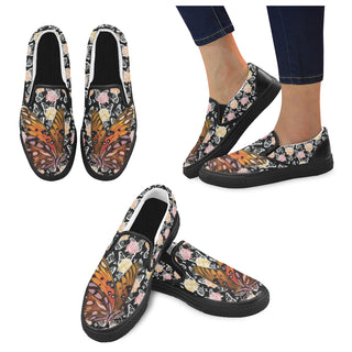 Butterfly Black Women's Slip-on Canvas Shoes - TeeAmazing