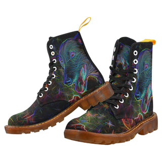 Greyhound Glow Design 1 Black Boots For Men - TeeAmazing