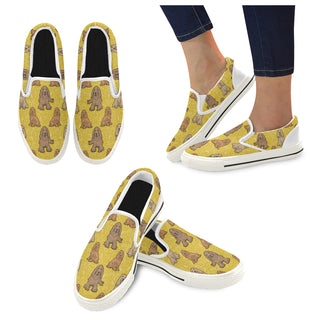Cocker Spaniel White Women's Slip-on Canvas Shoes/Large Size (Model 019) - TeeAmazing