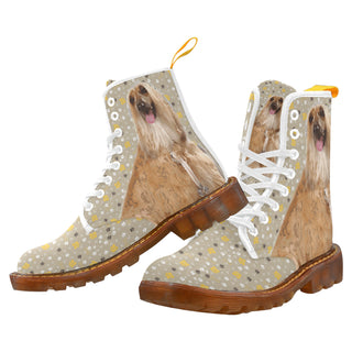 Afghan Hound White Boots For Women - TeeAmazing