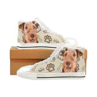 Airedale Terrier White Men’s Classic High Top Canvas Shoes - TeeAmazing