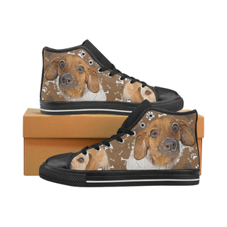 Chiweenie Pattern Black Women's Classic High Top Canvas Shoes - TeeAmazing