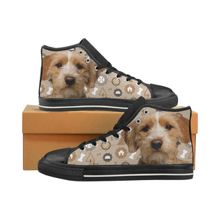 Basset Fauve Dog Black High Top Canvas Shoes for Kid - TeeAmazing