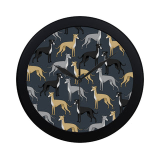 Greyhound Black Circular Plastic Wall clock - TeeAmazing