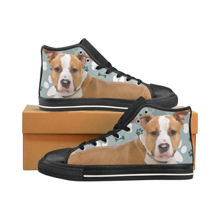 American Staffordshire Terrier Black Men’s Classic High Top Canvas Shoes /Large Size - TeeAmazing